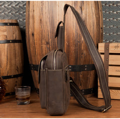 Leather Mens Cool Sling Bag Crossbody Bag Chest Bag for men