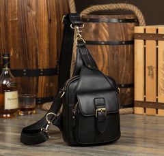 Leather Mens Cool Sling Bag Crossbody Bag Chest Bag for men