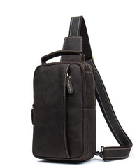 Leather Mens Cool Sling Bag Crossbody Bag Chest Bag for men
