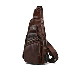 Leather Mens Cool Sling Bag Crossbody Bag Chest Bag for men