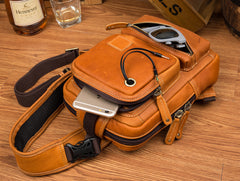 Leather Mens Cool Sling Bag Crossbody Bag Chest Bag for men
