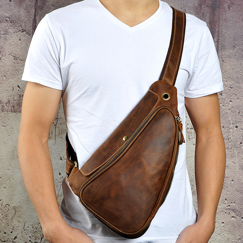 Leather Mens Cool Sling Bag Crossbody Bag Chest Bag for men – iwalletsmen