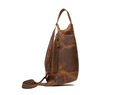 Leather Mens Cool Sling Bag Crossbody Bag Chest Bag for men