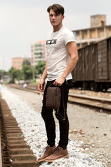 Leather Mens Cool Sling Bag Crossbody Bag Chest Bag for men