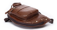 Leather Mens Cool Sling Bag Crossbody Bag Chest Bag for men