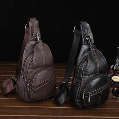 Leather Mens Cool Sling Bag Crossbody Bag Chest Bag for men