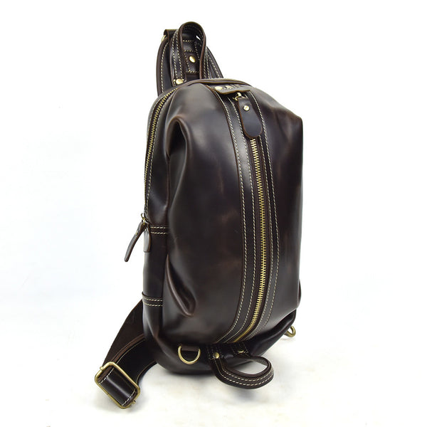 Leather Mens Cool Sling Bag Crossbody Bag Chest Bag for men