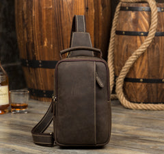 Leather Mens Cool Sling Bag Crossbody Bag Chest Bag for men