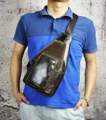 Leather Mens Cool Sling Bag Crossbody Bag Chest Bag for men
