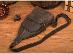 Leather Mens Cool Sling Bag Crossbody Bag Chest Bag for men