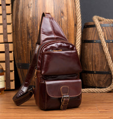 Leather Mens Cool Sling Bag Crossbody Bag Chest Bag for men