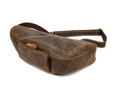 Leather Mens Cool Sling Bag Crossbody Bag Chest Bag for men