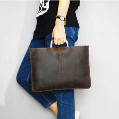 Leather Mens Dark Brown Briefcase 13'' Laptop Bag Red Brown Side Bag Handbag For Men - iwalletsmen