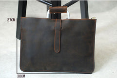 Leather Mens Dark Brown Briefcase 13'' Laptop Bag Red Brown Side Bag Handbag For Men - iwalletsmen