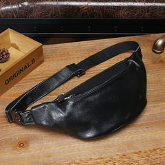 Leather Belt Bag For Men Mens Black Leather Fanny Pack Mens Waist Bag Black Leather Hip Pack 