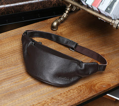 Coffee Leather Hip Pack Belt Bag For Men Mens Coffee Leather Fanny Pack Mens Waist Bag 