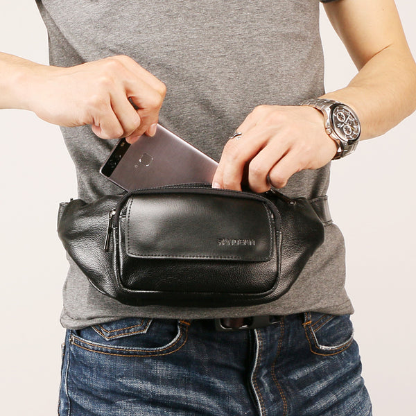 Leather Mens FANNY PACK MENS WAIST BAG HIP PACK BELT BAG FOR MEN - iwalletsmen