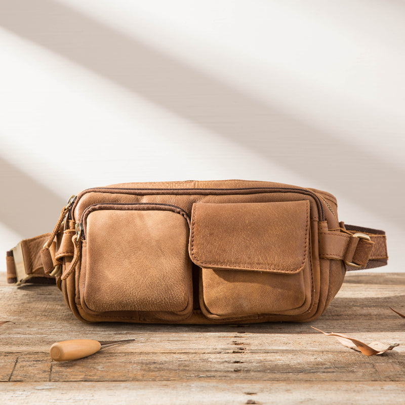 Leather Mens FANNY PACK MENS WAIST BAG HIP PACK BELT BAG FOR MEN - iwalletsmen