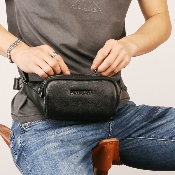 Leather Mens FANNY PACK MENS WAIST BAG HIP PACK BELT BAG FOR MEN - iwalletsmen