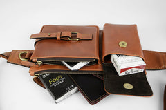 Leather Mens Fanny Pack Waist Bag Hip Pack Belt Bag Bumbag for Men