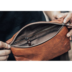 Leather Mens Fanny Pack Waist Bag Hip Pack Belt Bag Bumbag for Men