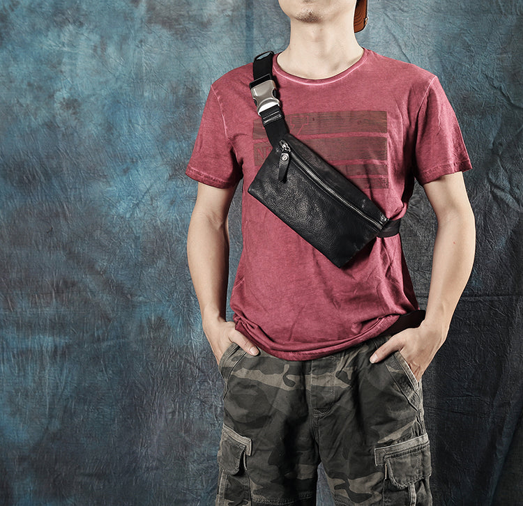 Leather Sling Backpack - Side View - iwalletsmen