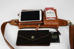 Leather Mens Fanny Pack Waist Bag Hip Pack Belt Bag Bumbag for Men