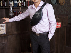Leather Mens Fanny Pack Waist Bag Hip Pack Belt Bag Bumbag for Men