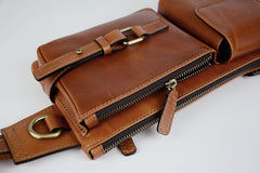 Leather Mens Fanny Pack Waist Bag Hip Pack Belt Bag Bumbag for Men