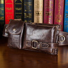 Leather Mens Fanny Pack Waist Bag Hip Pack Belt Bag Bumbag for Men