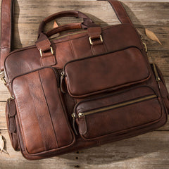 Leather Mens Large Briefcase Work Bag Travel Bag Business Bag for Men - iwalletsmen