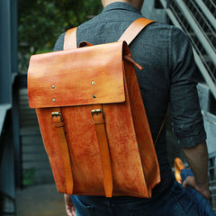 Leather Mens School Backpacks Travel Backpacks Laptop Backpack for men - iwalletsmen