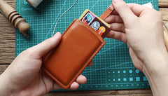 Leather Mens Slim Card Wallet Front Pocket Wallet Small Change Wallets for Men - iwalletsmen