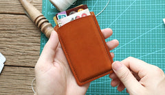 Leather Mens Slim Card Wallet Front Pocket Wallet Small Change Wallets for Men - iwalletsmen