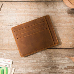 Leather Mens Slim Cards Holder Front Pocket Wallets Card Wallet for Men - iwalletsmen