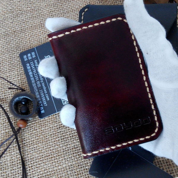 Leather Mens Slim Front Pocket Bifold Small Wallets Card Wallet for Men - iwalletsmen