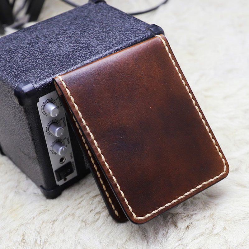 Leather Mens Slim Front Pocket Bifold Small Wallets License Wallet for Men - iwalletsmen