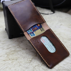 Leather Mens Slim Front Pocket Bifold Small Wallets License Wallet for Men - iwalletsmen