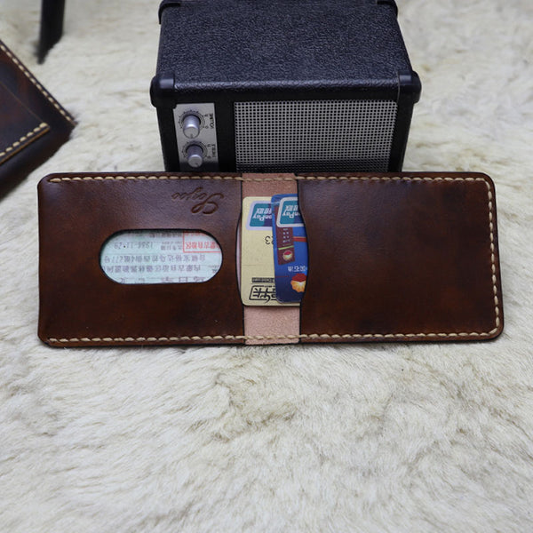 Leather Mens Slim Front Pocket Bifold Small Wallets License Wallet for Men - iwalletsmen