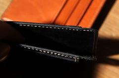 Leather Mens Slim Front Pocket Wallet Card Wallet Black Card Wallet for Men