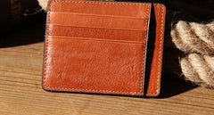 Leather Mens Slim Front Pocket Wallet Card Wallet Black Card Wallet for Men
