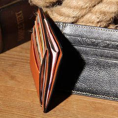 Leather Mens Slim Front Pocket Wallet Card Wallet Black Card Wallet for Men