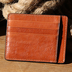Leather Mens Slim Front Pocket Wallet Card Wallet Black Card Wallet for Men
