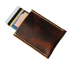 Leather Mens Slim Front Pocket Wallets Coffee Leather Cards Wallet for Men - iwalletsmen