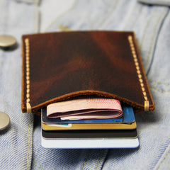 Leather Mens Slim Front Pocket Wallets Coffee Leather Cards Wallet for Men - iwalletsmen