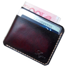 Leather Mens Slim Front Pocket Wallets Dark Brown Leather Cards Wallet for Men - iwalletsmen