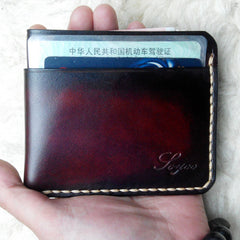 Leather Mens Slim Front Pocket Wallets Dark Brown Leather Cards Wallet for Men - iwalletsmen