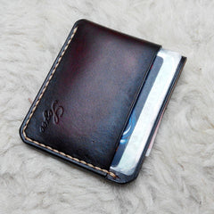 Leather Mens Slim Front Pocket Wallets Dark Brown Leather Cards Wallet for Men - iwalletsmen