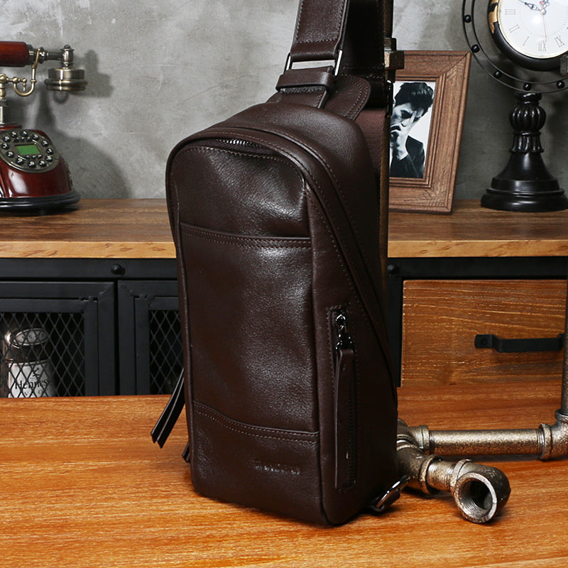 Leather Mens Sling Bag Sling Shoulder Bag Sling Backpack for men - iwalletsmen