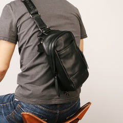 Leather Mens Sling Bag Sling Shoulder Bag Sling Backpack for men - iwalletsmen